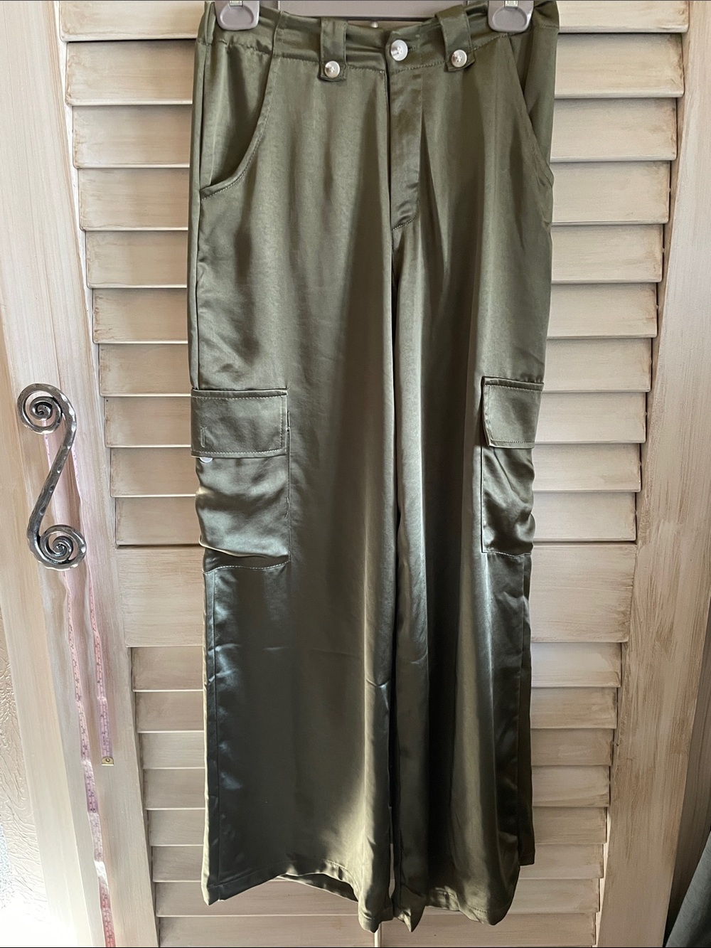 NWT - Astrid Wide Leg Satin Cargo Pants - SzS - Picture 6 of 11